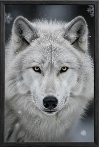 white_wolf_black_framed